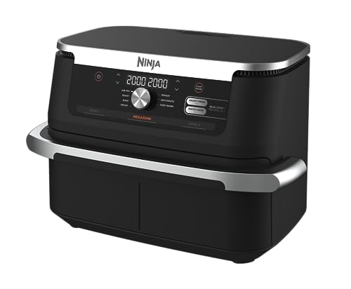 Ninja Foodi FlexDrawer Air Fryer, Dual Zone with Removable Divider, Large 10.4L Drawer, 7-in-1, Air-Fryer Uses No Oil, Air Fry, Roast, Bake, Max Crisp, Non-Stick Dishwasher Safe Parts, Black, AF500