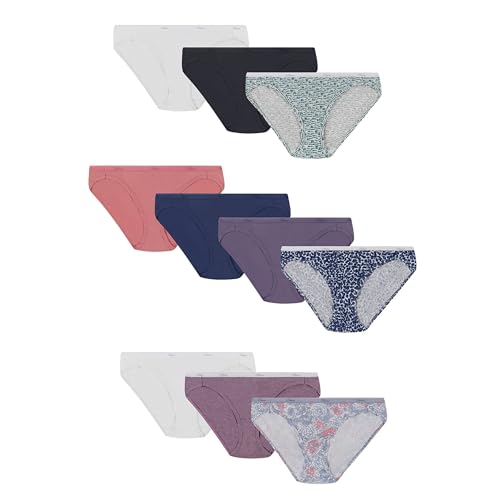 Hanes Womens Cotton Bikini Panties (Pack of 10) Briefs-Underwear, Assorted, 12 US