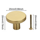 AcbbMNS 10 Pack Brass Cabinet knobs Gold Round Handles 25mm Diameter Single Hole Pulls for Dresser Drawers Cupboard Kitchen Bathroom