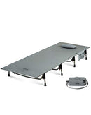 iClimb Super Easy Assemble Folding Cot Ultralight Compact Heavy Duty with Carry Bag for Adults Camping Backpacking (Grey)