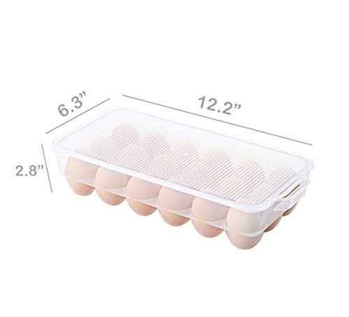 ZHENFAN Clear Plastic Egg Holder for Refrigerator, Stackable Egg Storage Trays With Lid & Handles, Plastic Egg Box Carrier 4 Pack, BPA-Free Egg Storage Container for 18 Eggs