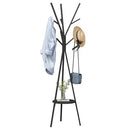 (Black) - Homebi Coat Rack Hat Stand Free Standing Display Hall Tree Metal Hat Hanger Garment Storage Holder with 9 Hooks for Clothes Hats and Scarves in Black,45cm Wx 17.180cm Dx 70.220cm H