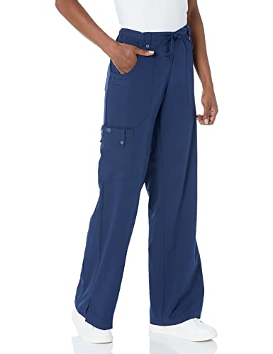 Dickies Women's Xtreme Stretch Flare Leg Drawstring Srubs Pant, D-navy, Medium Petite