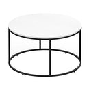 HOMCOM Round Coffee Table, 32 in Modern Center Table with Black Metal Frame, Coffee Tables for Living Room, White