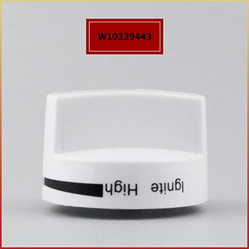 WPW10339443 Gas Range Stove Oven Knob White Replacement Part Cooktop Surface Burner Control Knobs Compatible with Whirlpool Replaces for W10339443 AP6019878 2311009 PS11753189 - Pack of 4