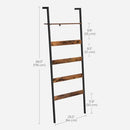 VASAGLE Blanket Ladder, Wall-Leaning Rack with Storage Shelf, for Blankets, Quilt, Towels, Scarves, Steel Frame, Industrial Style, Rustic Brown and Black ULLS012B01