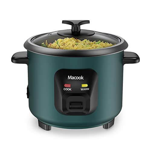 0.6L Mini Rice Cooker 3-Cups Uncooked, Macook Portable Non-Stick Small Travel Cooker, 15 Minutes Fast Cooking, Keep Warm, Suitable for 1-3 People, Green 22x22x20cm (CFXB15-3H)