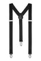 Boolavard Braces/Suspenders One Size Fully Adjustable Y Shaped with Strong Clips (Black)