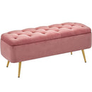 Yaheetech Storage Ottoman Bench 42.7 Inches Folding Storage Ottoman Bench Bench with Storage Bedroom Ottoman Fabric Ottoman Footstool Ottoman Pink