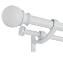 Lwiiom Double Curtain Rods with Aluminum Bouquet Brackets and Round Finials,Matte White Curtain Rods for Windows 72 to 144 inch,1-Inches Front and 5/8 Inches Back Double Window Drapery Rod for