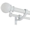 Lwiiom Double Curtain Rods with Aluminum Bouquet Brackets and Round Finials,Matte White Curtain Rods for Windows 72 to 144 inch,1-Inches Front and 5/8 Inches Back Double Window Drapery Rod for