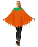 Women Pumpkin Poncho For Halloween Costume Adult Funny Printed Cosplay Cloak Cape Orange