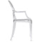 2xhome – Modern Ghost Chair Armchair with Arm Transparent Polycarbonate Plastic (Clear)