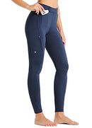 WILLIT Women's Riding Pants Full Seat Silicone Breeches Equestrian Horseback Riding Tights with Zipped Pocket Navy Blue