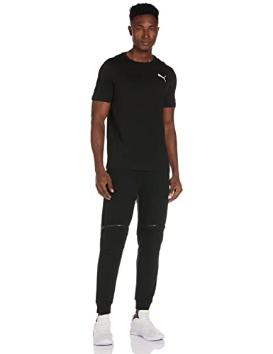 PUMA Men's Essential Small Logo Tee, Black/Cat, L