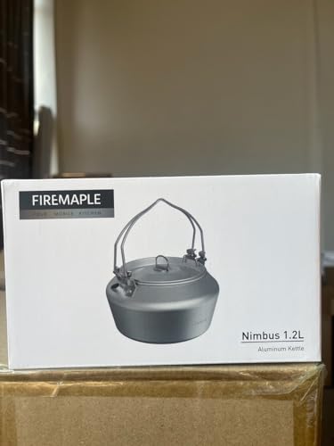 Fire Maple Niumbus 1.2L Camping Kettle Camp Tea Coffee Pot | 1.2L Aluminum Outdoor Hiking Water Boiler | Portable Teapot Lightweight with Foldable Handle for Bushcraft