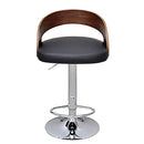 vidaXL Set of 2 Bent Wood Bar Stools - Resistant Faux Leather Upholstery - Height Adjustable - Rotatable - Dark Brown & Black