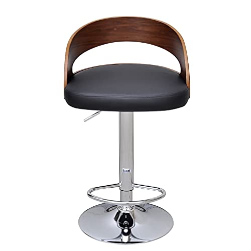 vidaXL Set of 2 Bent Wood Bar Stools - Resistant Faux Leather Upholstery - Height Adjustable - Rotatable - Dark Brown & Black