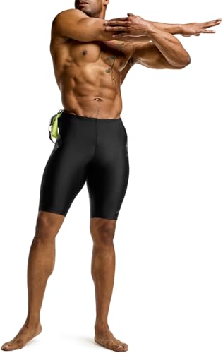 TSLA Men's Swim Jammers, Athletic Racing Swimming Shorts Trunks, UPF 50+ Sun Protection Endurance Triathlon Swimsuit MSJ07-KTP 32