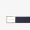 Lacoste Men's Engraved Buckle Woven Fabric Belt, Navy, 90