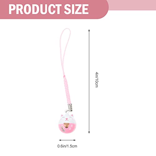 TOYANDONA Japanese Maneki Neko Lucky Cat Mobile Phone Pendant Copper Waving Cat Jingle Bell Mobile Phone Jewellery for DIY Key Chain Car Bag Purse Backpack Lucky Pendant Decoration Pack of 5