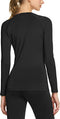 TSLA Women's Sports Compression Shirt, Cool Dry Fit Long Sleeve Workout Tops, Athletic Exercise Gym Yoga Round Neck Shirts FUD31-BLK_Large