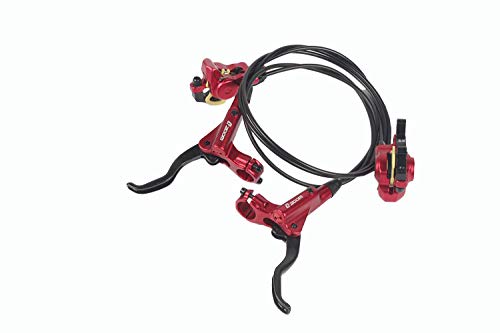 Zoom Hydraulic Disc Brakes Mountain Bike Sets MTB Front & Rear Set with Floating Disc Rotor 160mm & Color Bolts (Red)