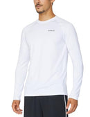 BALEAF Men's Long Sleeve Quick Dry T-Shirt Sun Protection Shirts UV SPF UPF50+ Running Fishing Tee Lightweight Soft Tops White Size XL