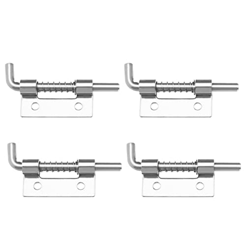 ECSiNG 4Pcs 51mm Spring Loaded Latch 304 Stainless Steel Spring Pin Loaded Locking Latch Spring Loaded Gate Latch Pin for Containers Cabinets Doors Silver