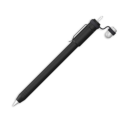 Ztylus Slim Metal Apple Pencil Protective Case: Retractable Tip Protection, Aircraft Grade Aluminum, Built-in Clip, Secures Cap Holder for iPad Pro 12.9", 10.5", 9.7" Apple Pencil (Black)