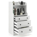 Giantex 3-Drawer Dresser, 111cm H Storage Organizer with 2 Open Shelves, Modern Chest of Drawers with Anti-Tilting Design, Utility Storage Dresser (White)