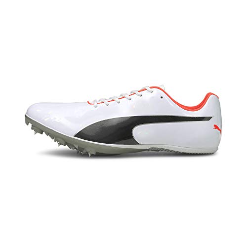 PUMA Men's EVOSPEED SPRINT 10 Sneaker, Puma White-puma Black-lava Blast, 10.5 US