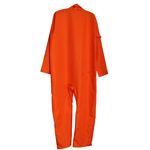 Halloween Men Boys Prisoner Convict Costume Fancy Party Prison Overall Jumpsuit - Adult