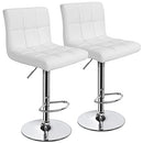 Yaheetech Bar Stools Set of 2, PU Leather Adjustable Swivel Barstools, Armless Hydraulic Kitchen Counter Bar Stool, Kitchen Island Chairs Set of 2, White