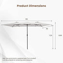 TANGKULA 15 FT Double-Sided Patio Umbrella with Crank Handle, Vented Tops, Large Outdoor Rectangle Market Twin Umbrella with 10-Rib Metal Structure, Table Umbrella for Poolside Deck Lawn Garden (Beige)