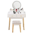 Vanity Makeup Table with Adjustable Light, Touch Screen, Dressing Table with Mirror and Stool, White