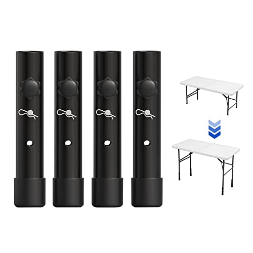 ZhouDaShu Table Leg Extenders for Folding Tables, Table Leg Extensions for Bent and Straight Legs, Adjustable Folding Table Leg Risers, 4 Pack Table Height Extenders for Rise 3.6"/6.77"(7.8in)