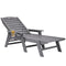 VEVOR Chaise Lounge Chair, 204 kg Weight Capacity, Adjustable Patio Lounge Chair for Outdoor with 6 Positions Backrest, HDPE Lounge Chair with Cup Holder for Pool Poolside Deck Backyard Lawn, Gray