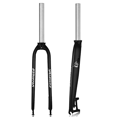 ZTZ 1-1/8" 26/27.5/29" Aluminum Alloy Rigid Disc Brake MTB Fork, 28.6mm Threadless Straight Tube Superlight Mountain Bike Front Forks (Black, 27.5)