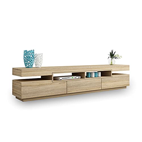 TV Cabinet Entertainment Unit Stand Television Unit with 1 Drawer & 2 Doors Storage Living Room Furniture 200cm Oak