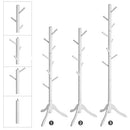 VASAGLE Standing Coat Rack, Solid Wood Coat Rack, Tree-Shaped Coat Rack with 8 Hooks, 3 Height Options, for Clothes, Hats, Bags, for Living Room, Bedroom, Home Office, White RCR60WT