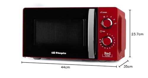 Orbegozo Microwave MI 2121, 20 litre capacity, 6 power levels, timer, defrosting program, 700 W, red