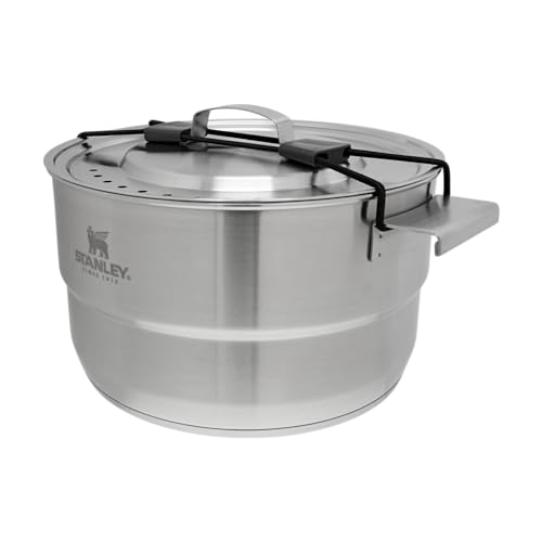 Stanley Even Heat Camp Pro Cookset, 11-Piece Camping Cookware Set with Stainless Steel Pots and Pans, Utensils, Lids, and Cooking Accessories, Outdoor Travel Kit for Backpacking, Hiking, and Fishing