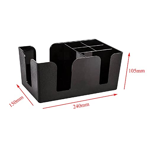 Plastic Bar Caddy, Black Classic Bar Organiser, Bar Condiment Caddy, Table Tidy Storage for Napkin, Straw, Cocktail Stirrers