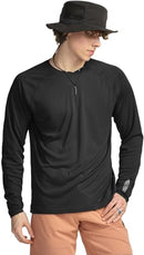 TSLA Men's UPF 50+ Long Sleeve Rashy Rash Guard, UV/Sun Protection Quick Dry Swim Shirts TM MSS44-BLK Large