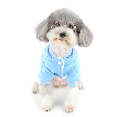 Zunea Dog Jacket Coats for Small Dogs Fleece Winter Coat with D-Ring Soft Warm Water-Resistant Puppy Clothes Thick Windproof Cold Weather Pet Girl Boy Apparel Chihuahua Yorkie Clothing Blue L