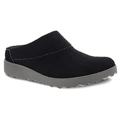 Dansko Women's Lucie Wool Slipper with Outdoor Sole and Arch Support, Black, 7.5-8