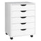 Giantex 5-Drawer Mobile File Cabinet, Side Cabinet File Pedestal w/ 4 Castors, Wood Under Desk Drawer, Storage Cabinet Organiser, Compact Chest of Drawers Dresser (White)