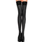 (One Size, Black) - Yummy Bee Black Opaque Stockings Hold Ups Lace Tops Hosiery Sexy Lingerie Fancy Dress Glamour