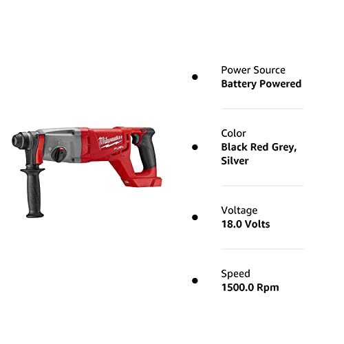 Milwaukee Electric Tool 2713-20 Milwaukee M18 Fuel 18V Lithium-Ion Brushless Cordless SDS Plus D-Handle Rotary Hammer 1 Bare Tool Plastic 17.63 x 3.85 x 6.61